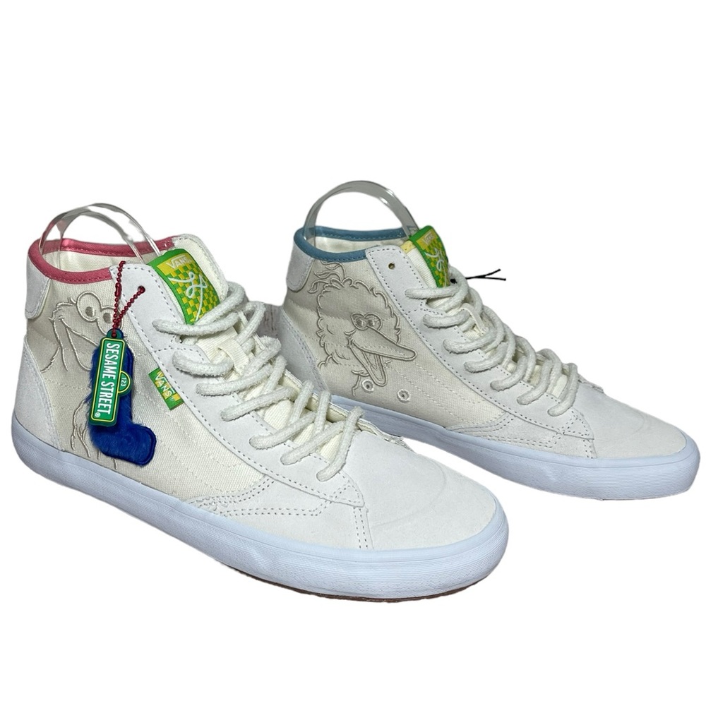 VANS Sk8-Hi High Top White Sneakers SESAME STREET Suede Canvas New Rare - Picture 3 of 16